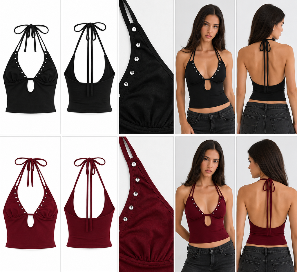 Backless Solid-color Strap Crop Top For Women – Priscilla's Parlor